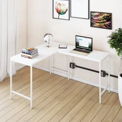 Escrivaninha Mesa Escritório em L Estilo Active 120cm Industrial Yescasa Branco Branco/Branco Chess