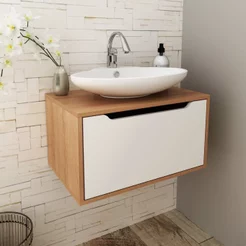 Gabinete para Banheiro com 1 Porta 60cm BN3646 Laranja/Amêndoa/Branco Amêndoa/Branco