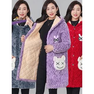Forro de lã de inverno engrossado macacão feminino quente à prova de frio flanela Super grosso Homewear meados de compri