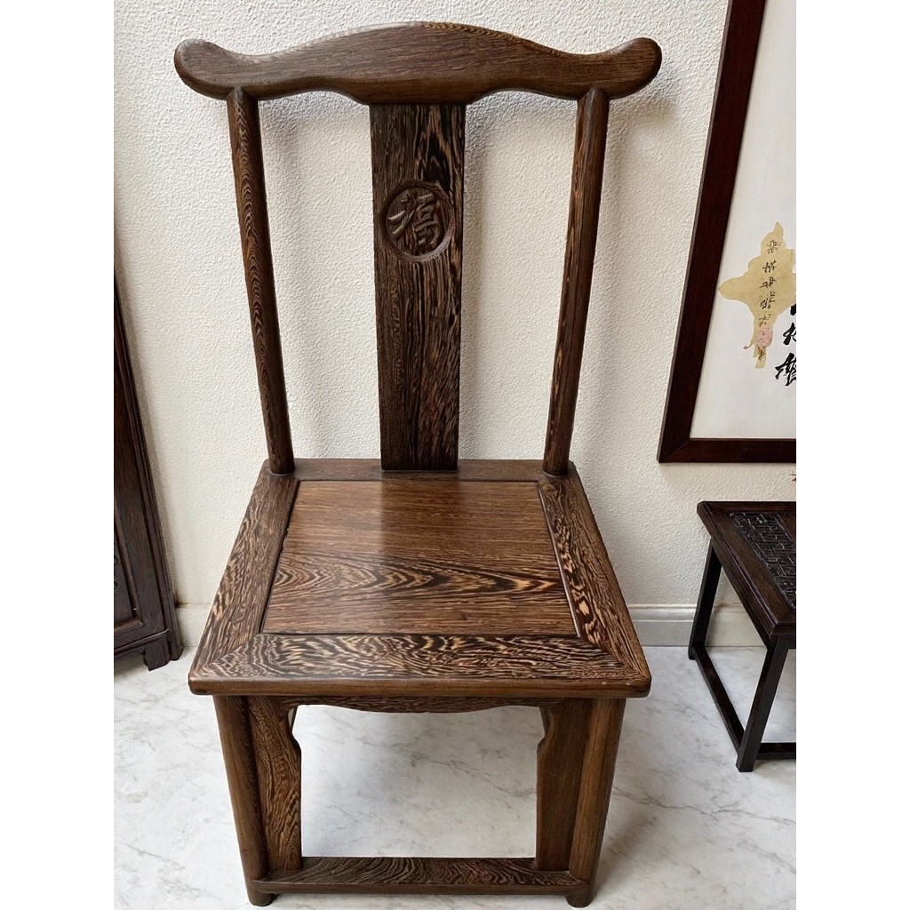 Novo estilo chinês mogno Wenge cadeira de madeira maciça sofá lateral mesa café cadeira lateral Log crianças listrado ca