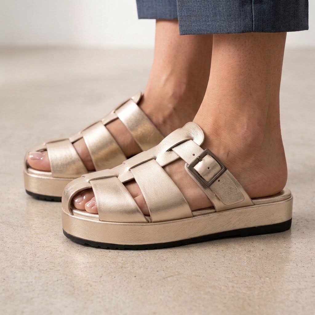 Papete Birken Sandália Feminina com Fivela Chinelo Flatform Plataforma Confortável Ref. 30/35