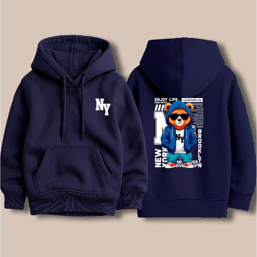 Moletom Infantil Estampado Ny Urso Infantil Masculino e Feminino Algodão Premium Reforçado
