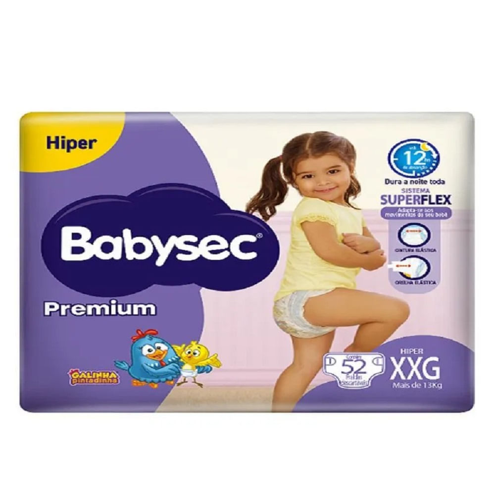 Fralda Babysec Premium XXG com 52 Unidades
