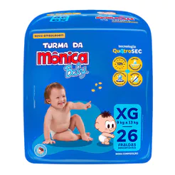 Fralda Descartável Turma Da Mônica Econômica XG - 26 Unidades