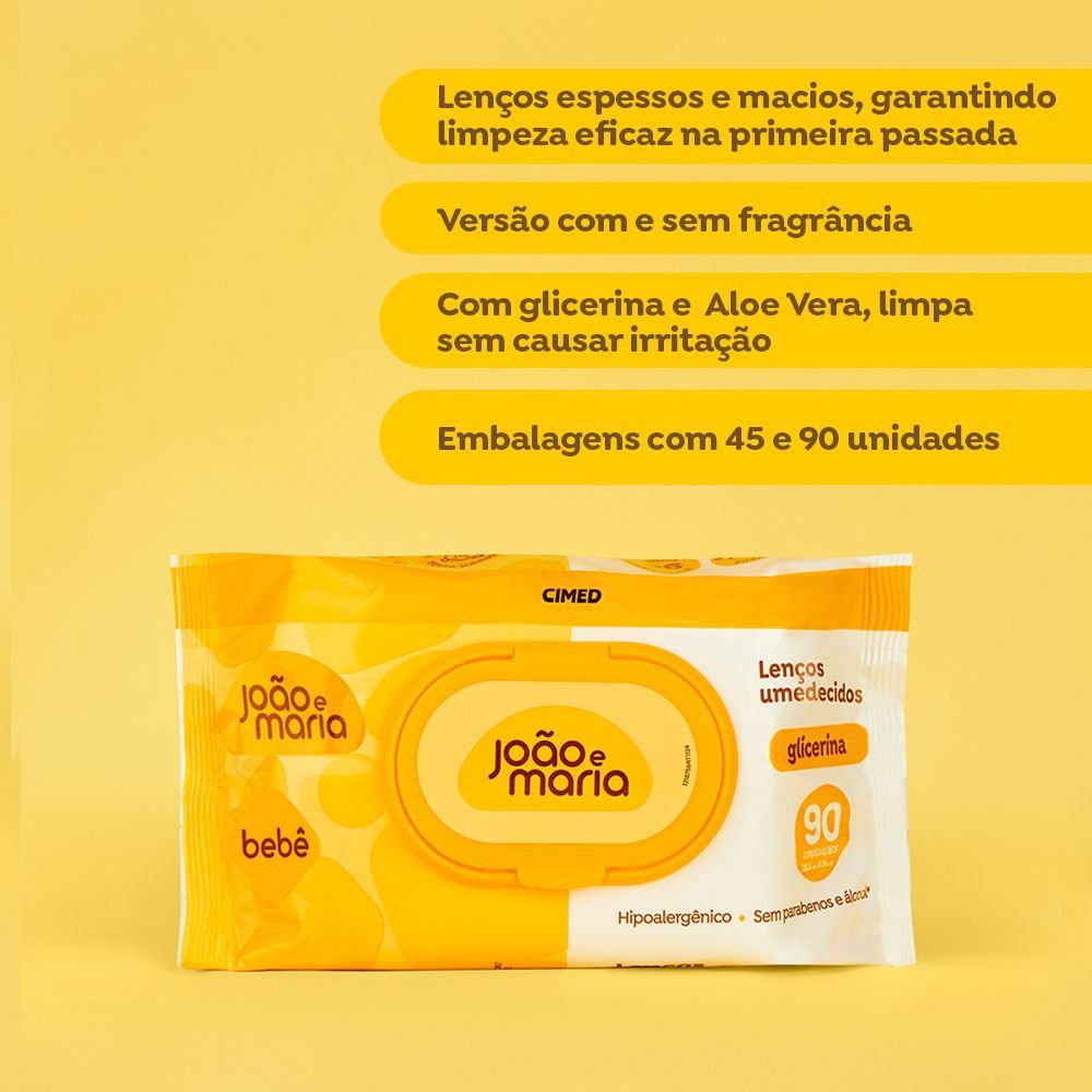 Lenço Umedecido João e Maria Cimed com Glicerina 90 Unidades — imagem 2 de 2