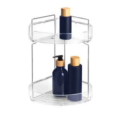 Suporte Banheiro Cantoneira Dupla Cromada Shampoo Condicionador Sabonete Creme Organização Box Arthi