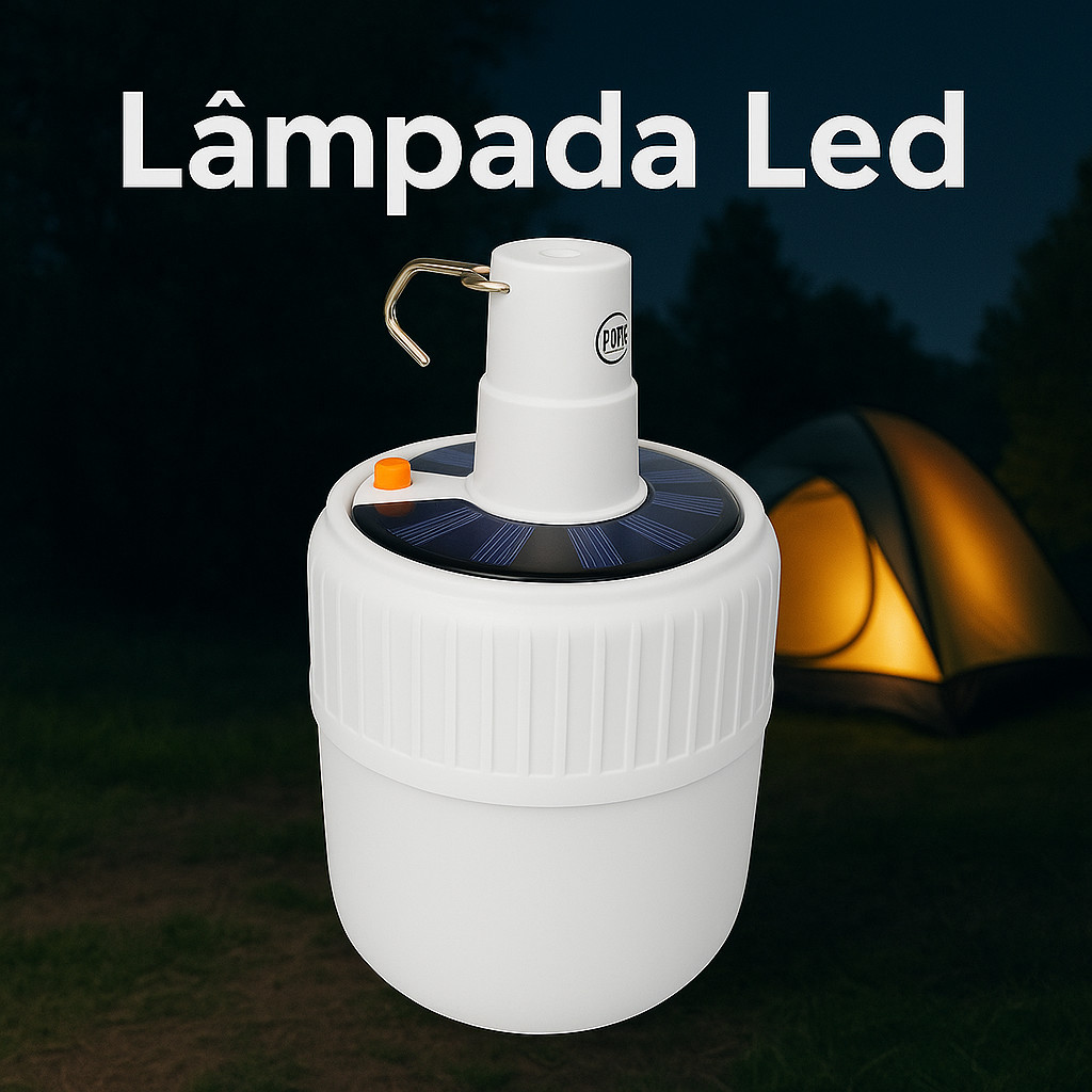 Luminária LED Emergência Recarregável 30W Branca Portátil USB Camping Viagem Quintal Luz Forte