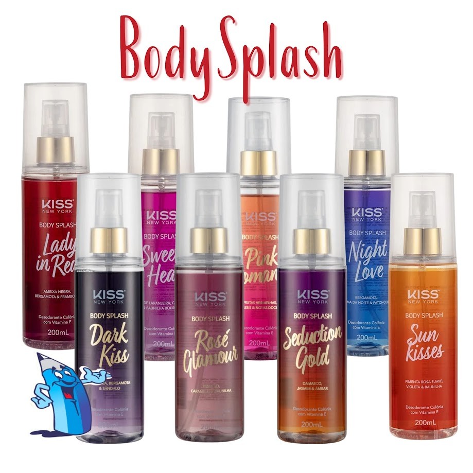 BODY SPLASH KISS NEW YORK PERFUME CORPORAL 200ML C/ VITAMINA E em Oferta na Shopee