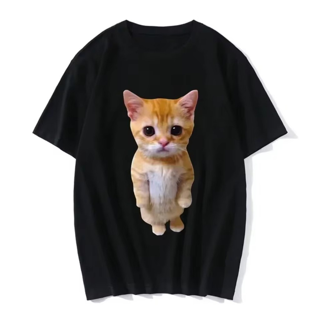 Blusa Gato Fofo 3d Feminino Casual Camiseta Harajuku Roupas Casual Gato de Botas Look Casual