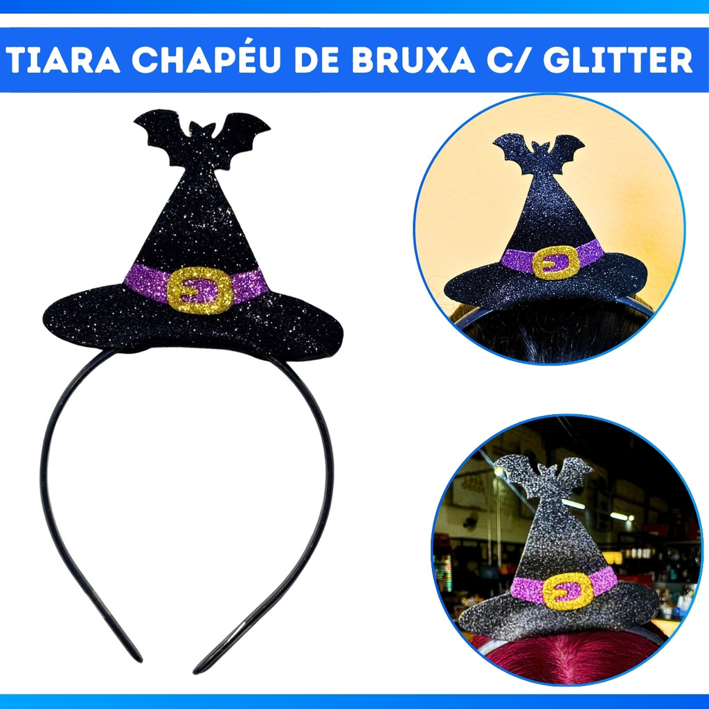 Tiara Chapeu de Bruxa para Festas Fantasia,Cosplay,Eventos,Carnaval e Halloween
