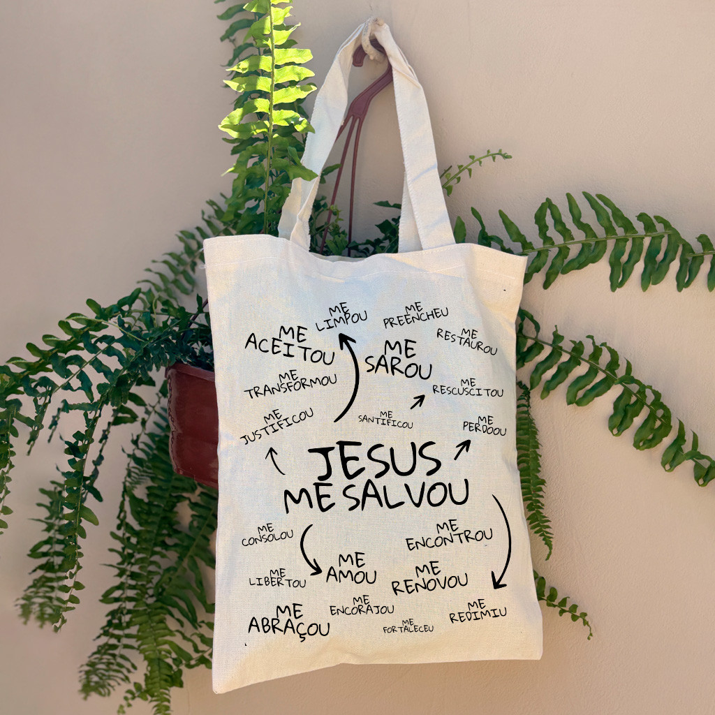 Ecobag Crista Jesus Me Salvou Religiosa Crista Algodao CRU Bolsa de Praia Casual Envio Imediato em Oferta na Shopee