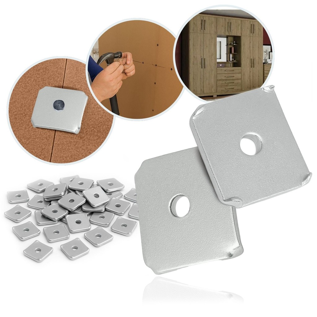 Kit 1000 Garra União Fundo Armário Guarda Roupa Roupeiro Fixador Móveis Tarraxa Tarracha Junção Tachinha Chapa MDF