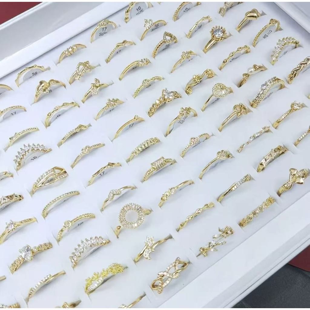 kit 12 anéis feminino banhado a ouro 18k personalizado