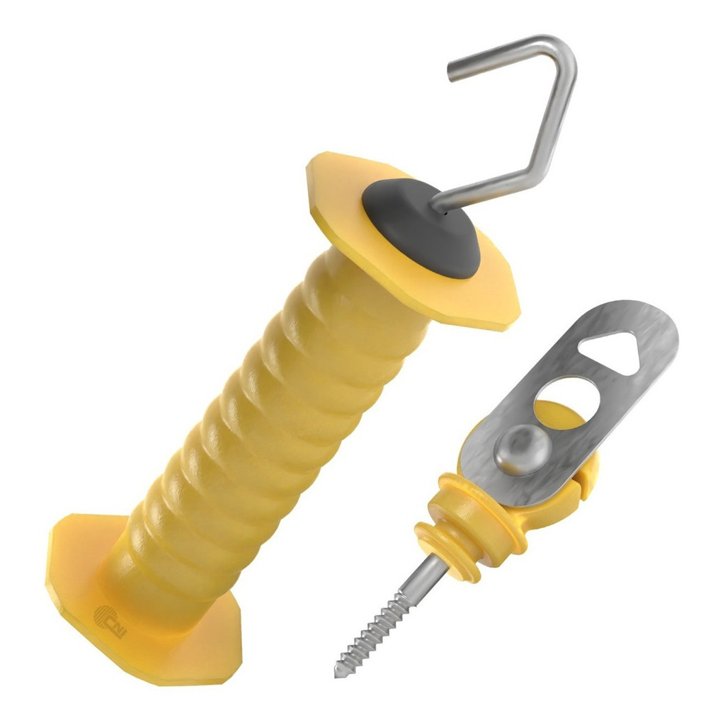 Kit 45un Porteira Curta + 45un Engate para Cerca Elétrica Mola Interna Alta Resistência Amarela