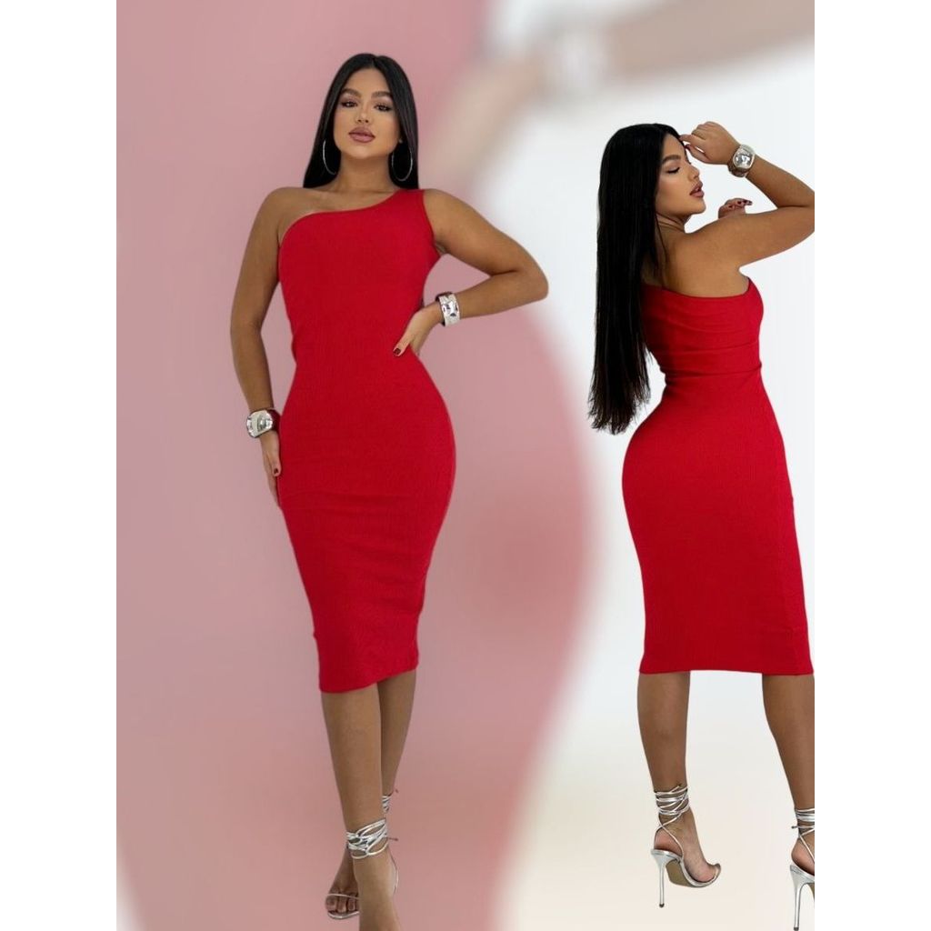 Vestido Midi Mula Manca Ombro Só Coladinho Coleção 2025 Candy Colors Ribana Canelada Premium Verão/ em Oferta na Shopee