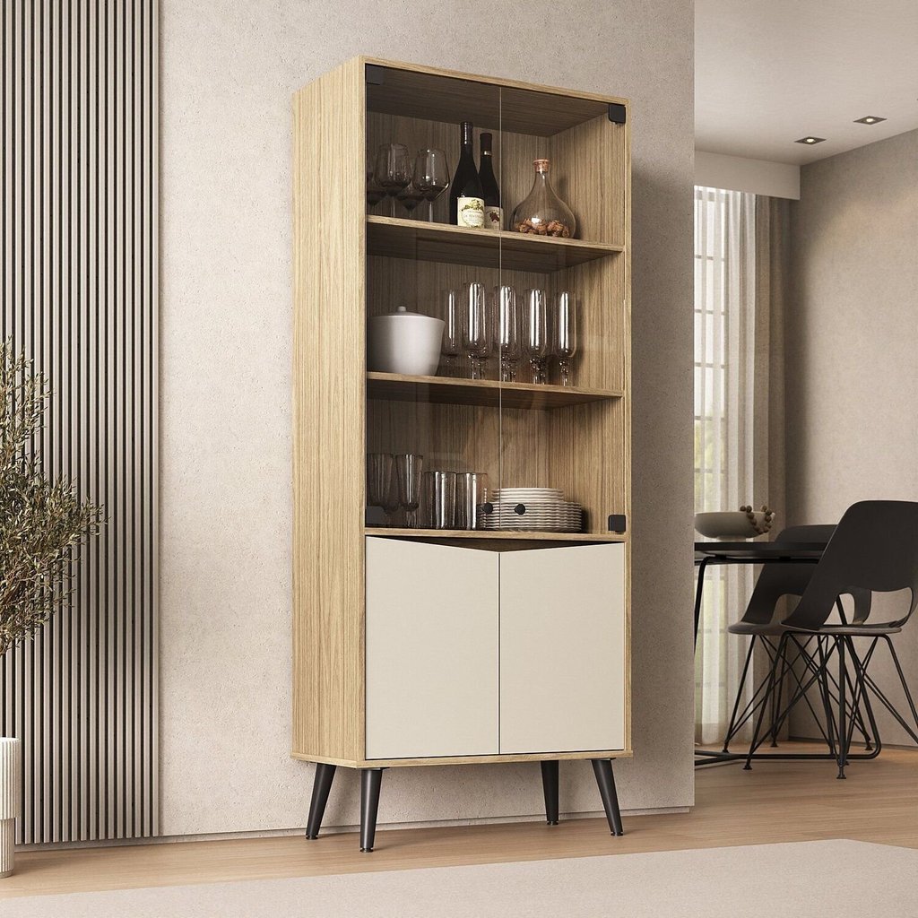 Cristaleira Vitrô 70cm 2 Portas de Vidro
