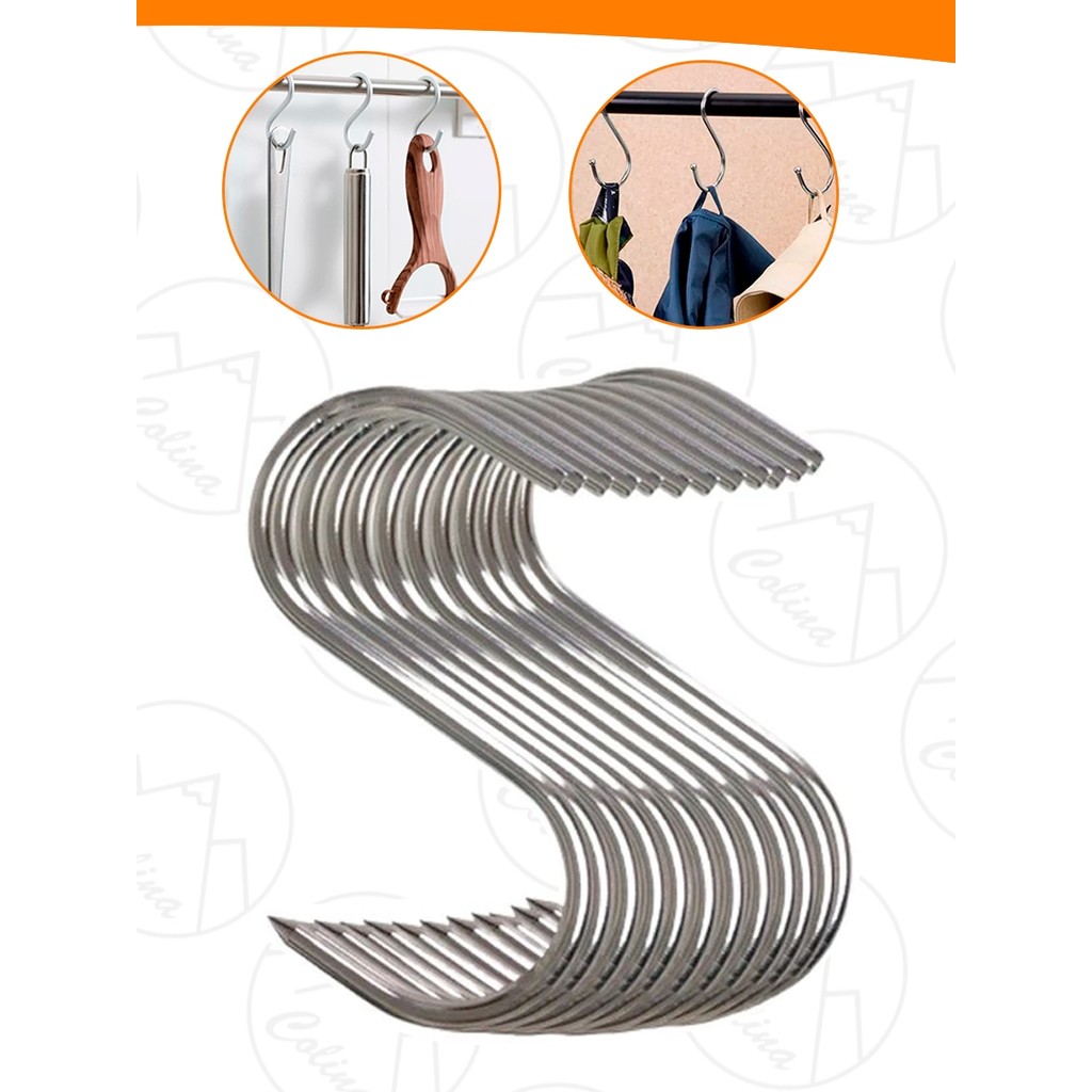 Kit Até 10 Ganchos Multiuso 2/4/6/8 Und Formato S Organizador Cozinha Quarto Banheiro