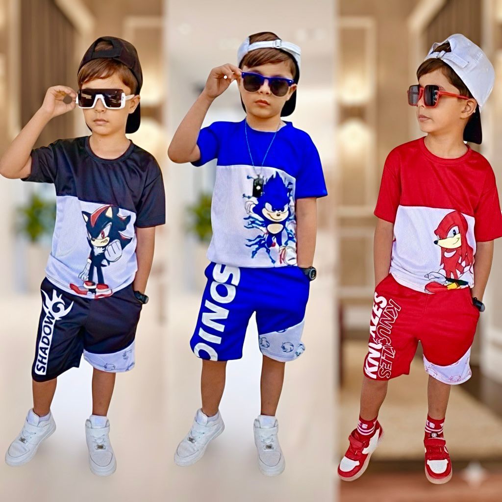 Conjunto Infantil Menino kit Camisa + Short Dry Fit Estiloso Ideal Para o Verão 4 a 14 anos