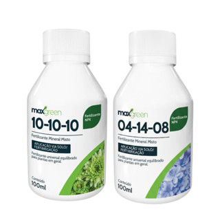 Kit Fertilizante Líquido NPK 10-10-10 e 04-14-08 Maxgreen Adubos 100ml cada em Oferta na Shopee