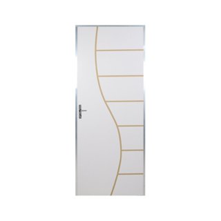 Kit Porta de Madeira Decorada 212x95cm com Batente de Aluminio 3,6cm Cantareira Mgm Abertura Direita Branco em Oferta na Shopee