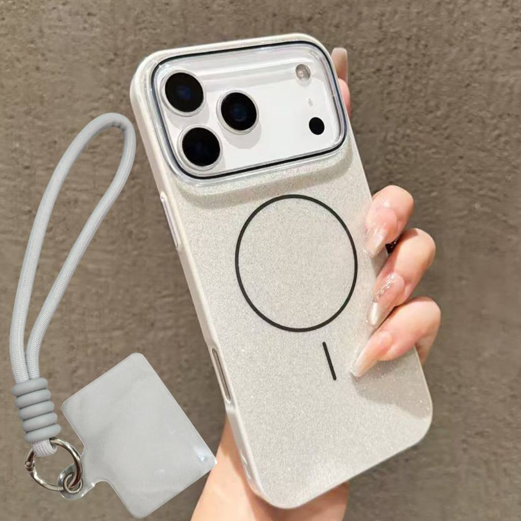 Capa para Celular Com Brilho Magsafe + Cordão Para Pulso em Oferta na Shopee