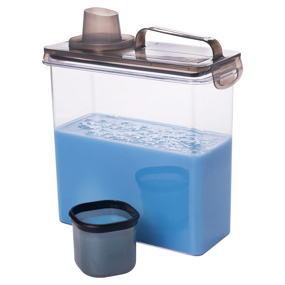 Kit Porta Detergente Sabão Amaciante Hermético 3 L Trava Mais C/Alça 2 Travas Copo Medidor 60/120ml em Oferta na Shopee