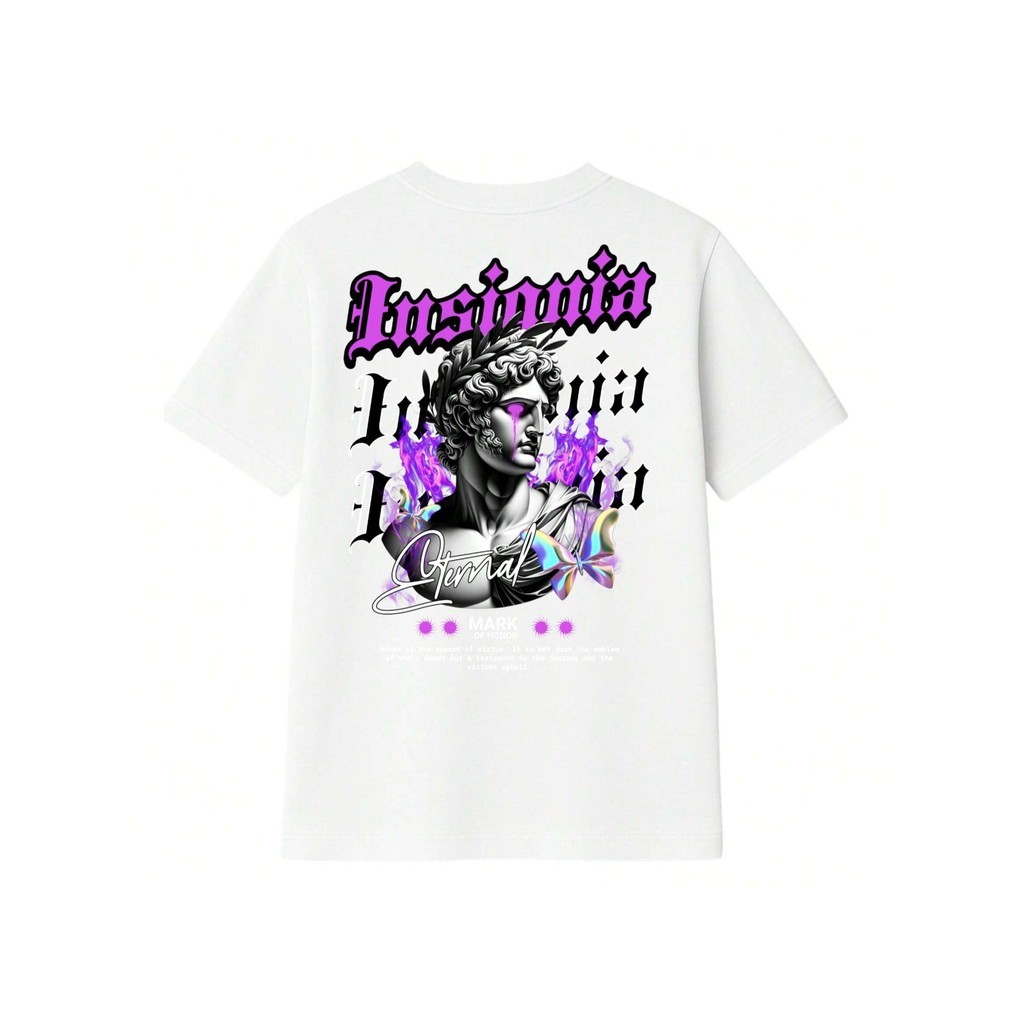 Camiseta Oversized Feminina Branca Confortável Algodão Modelo: "Insignia Eternal  Academia