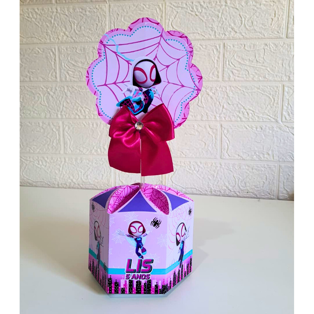 Enfeite de mesa SPIDEY E SEUS AMIGOS - MULHER ARANHA Centro de mesa personalizado LEMBRANCINHA ANIVERSARIO