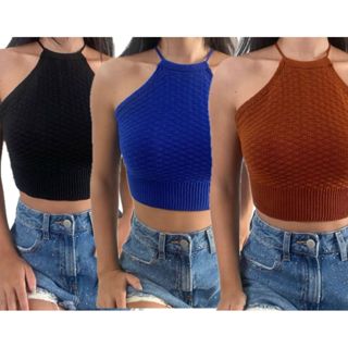 Kit 3 Cropped Trico Triangulo Feminina Costa Nua Tendencia em Oferta na Shopee