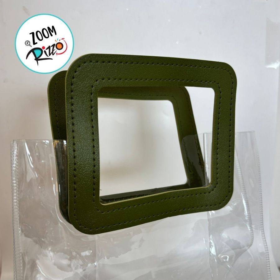 Sacola Transparente PVC com Alça Retangular Couro Verde - 19,4x17x9cm - 10 unidades - Cromus - Rizzo · foto 2
