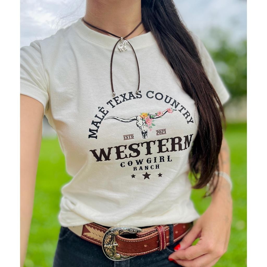camiseta Country Modelo Western UNISSEX feminino Estampa Country Delicada Moda Op