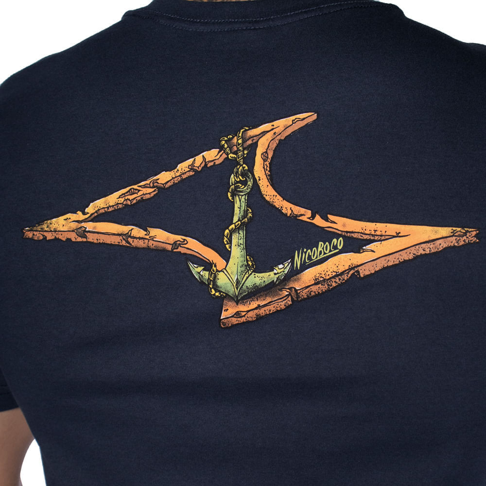 Detalhes do Camiseta Masculina Nicoboco Logo Frontal Marinho