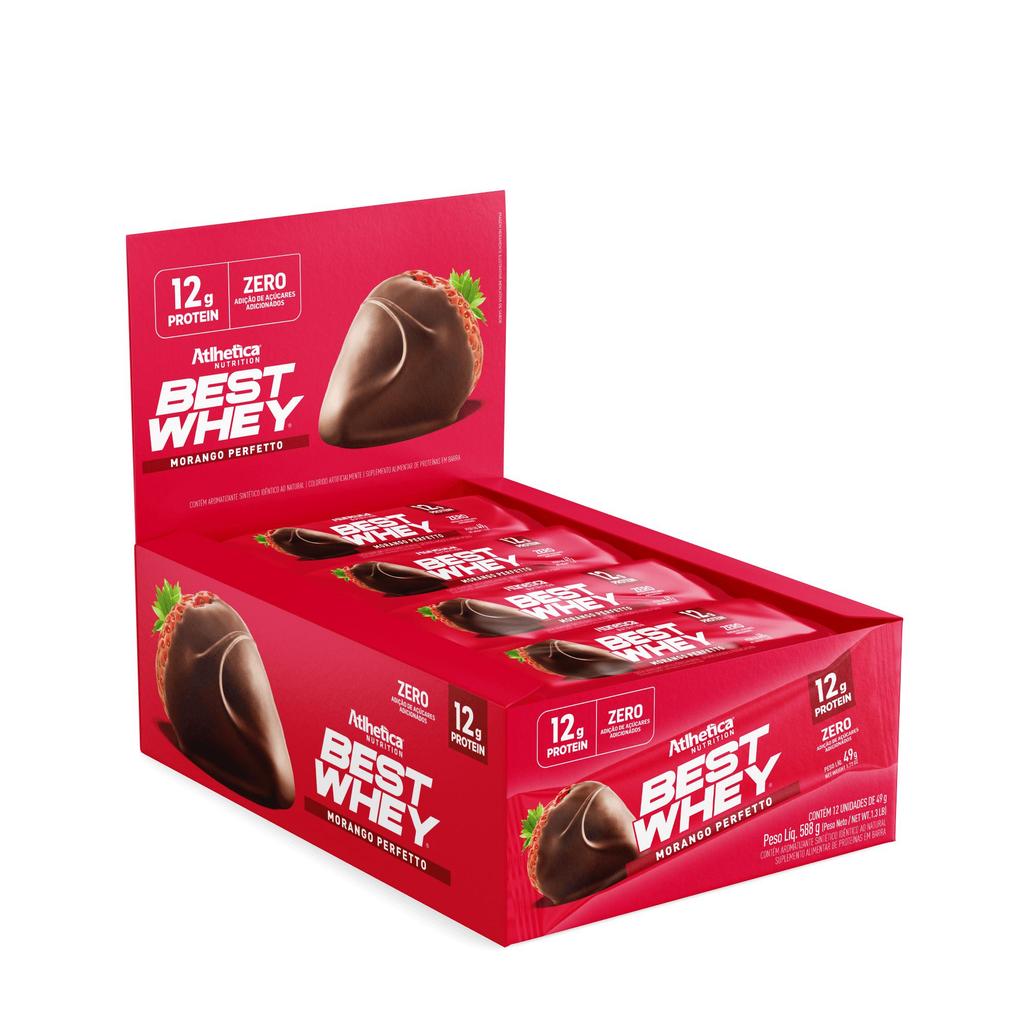 Best Whey Bar (Display com 12 Barras de 49g) Morango Perfetto