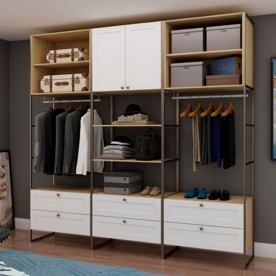 Guarda Roupas Geniaflex Aberto Closet Nimbus Savana Branco