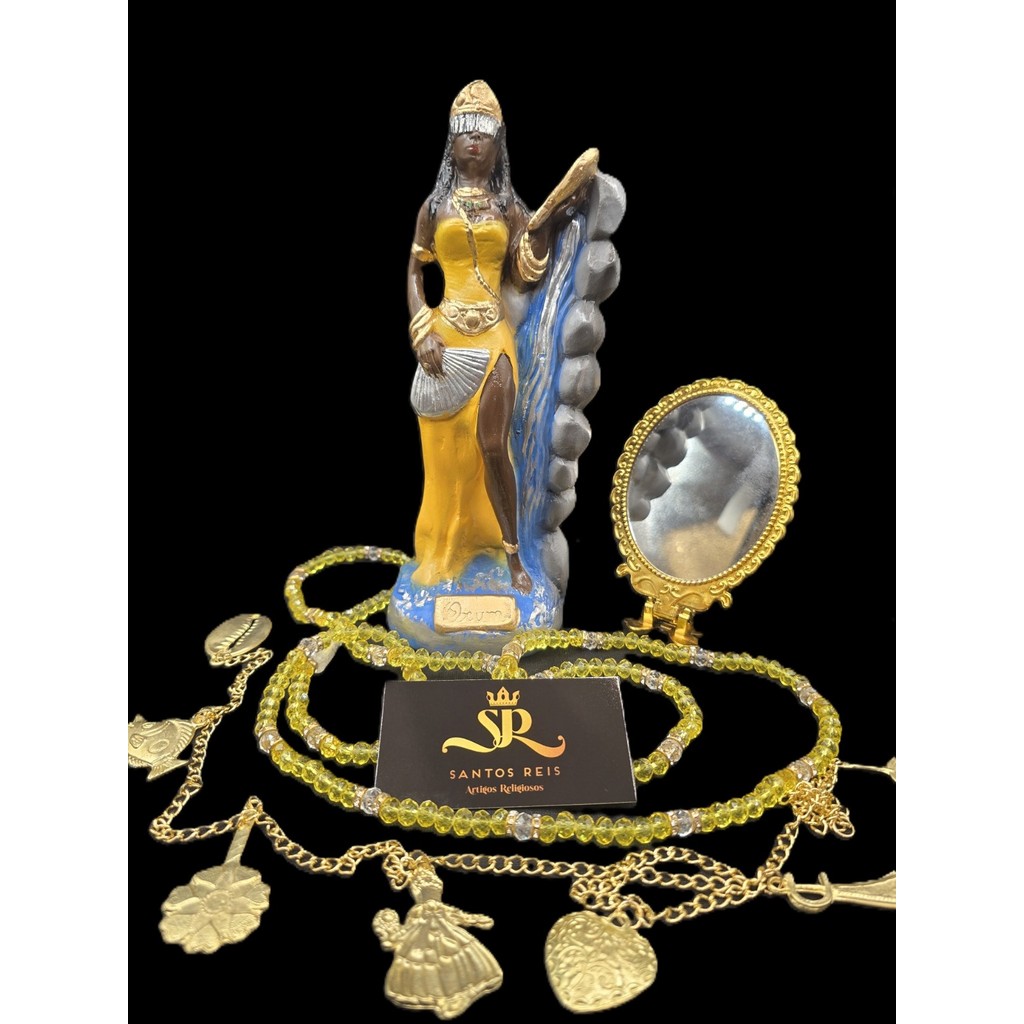 Imagem Escultura Orixá Oxum na Cahoeira Gesso Umbanda Candomble