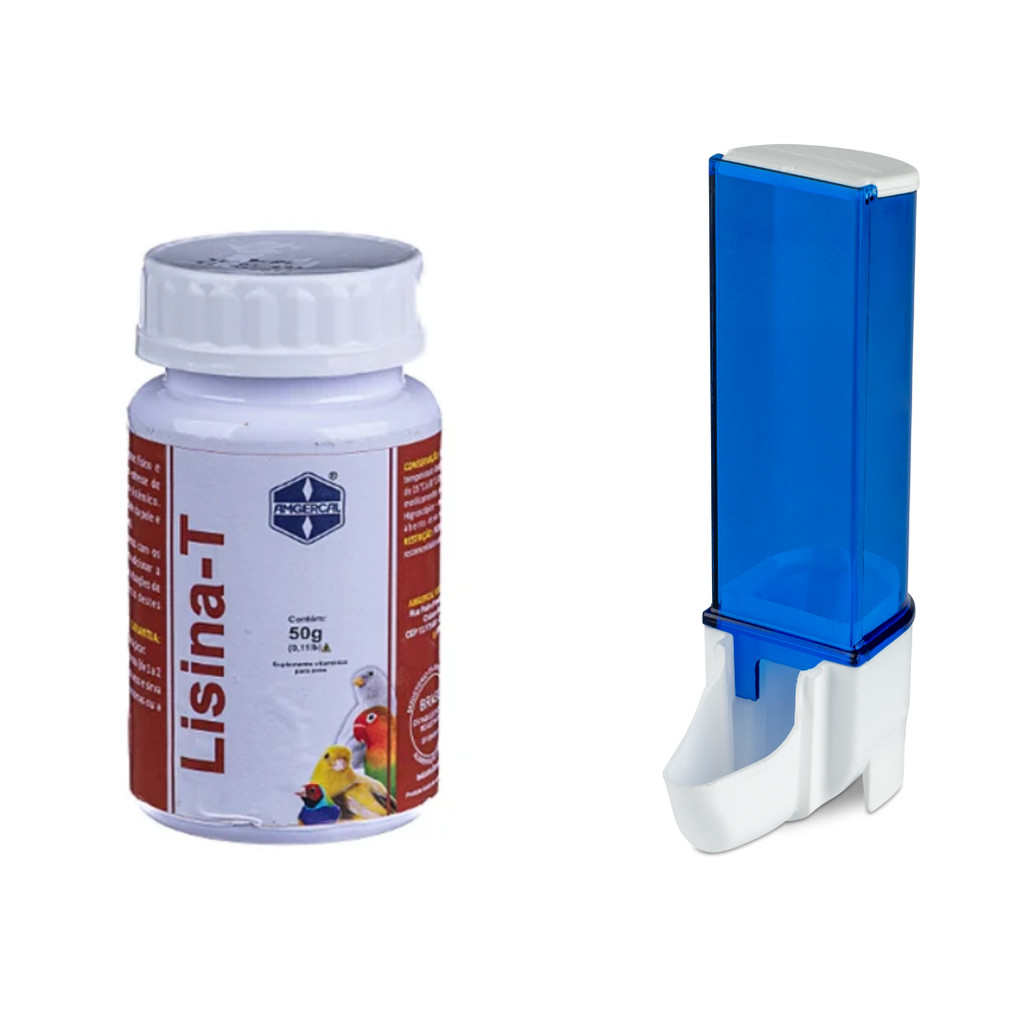 Lisina T Amgercal (50g) + Comedouro Automático Sertão Italiano Malha Larga (100ml)