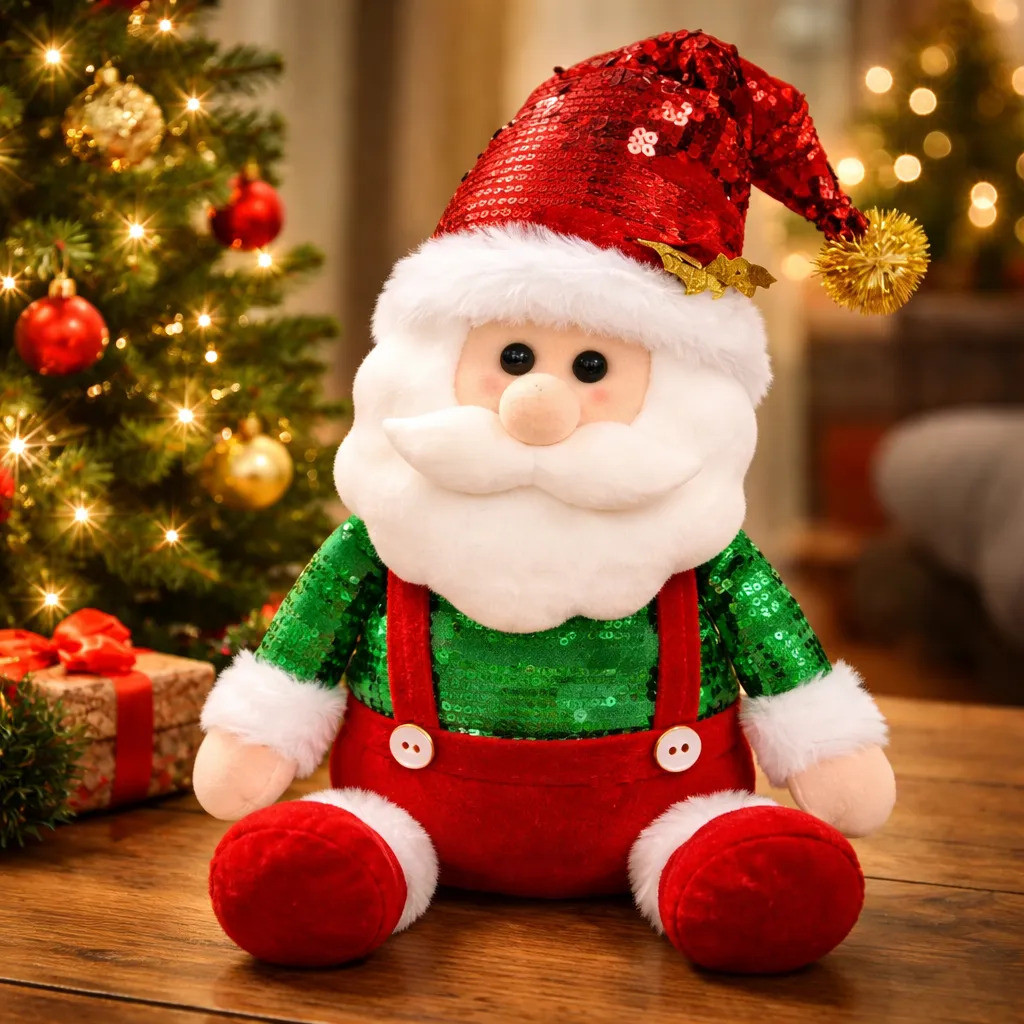Enfeiete Boneco Papai Noel Sentado Vermelho Verde 48cm