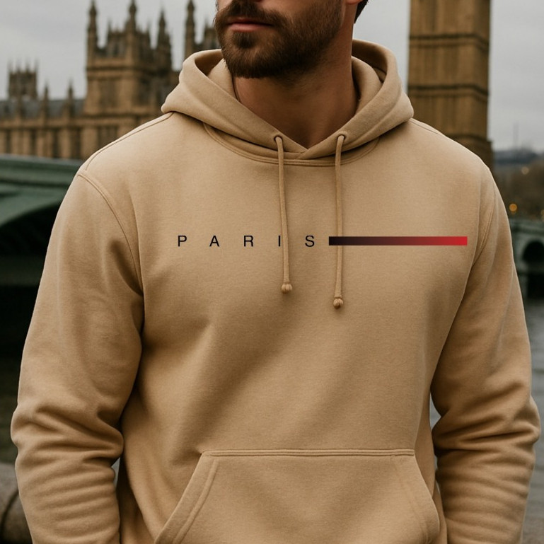 Moletom Masculino Feminino Com Capuz Peluciado Flanelado Confortável Casual Streetwear Premium Estampado Paris