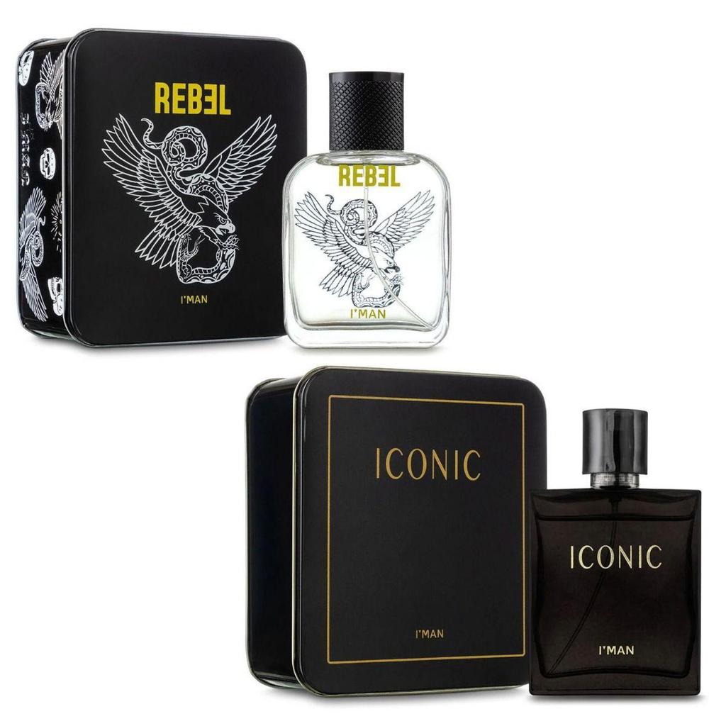 Combo Kit 2 Deo Colônia Perfume Masculino Iconic + Rebel Ciclo Cosméticos Iman