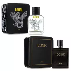 Combo Kit 2 Deo Colônia Perfume Masculino Iconic + Rebel Ciclo Cosméticos Iman