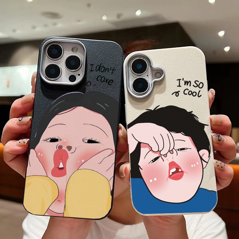 Engraçado Meninas E Meninos Casal Padrão Caso De Couro Do Plutônio Para Samsung A56 A36 A37 A57 A73 A24 A34 A54 A25 A35 