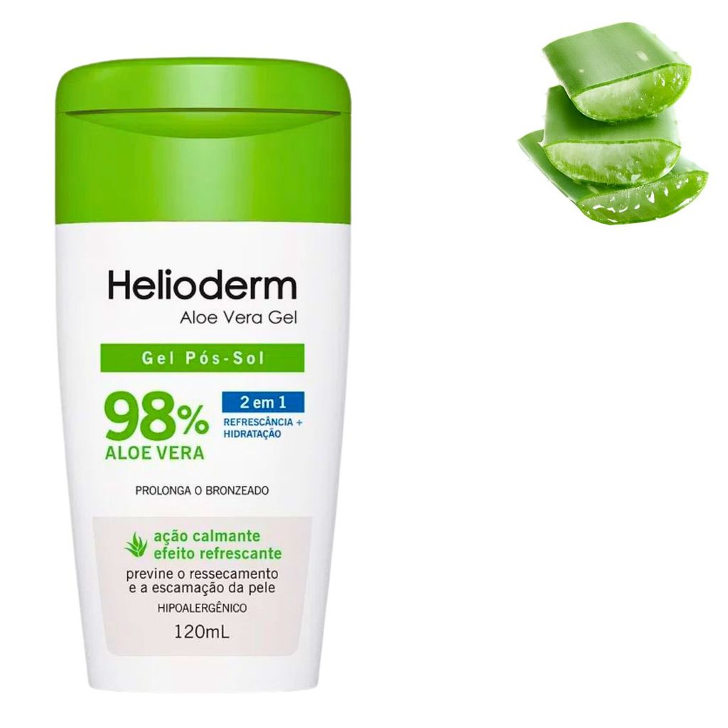 Gel Pós Sol Helioderm Aloe Vera 120g Hidratação Refrescância Alívio Pele Sensibilizada Recuperação