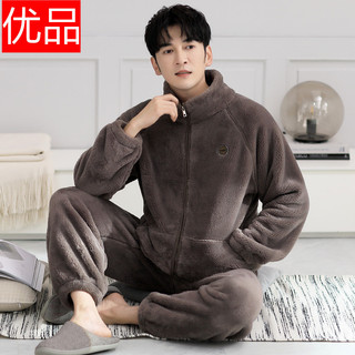 Pijamas de lã Coral masculino outono inverno estilo mais lã engrossado quente flanela inverno plus Size terno Homewear