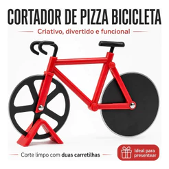Cortador de Pizza Formato Bicicleta Roletes Duplos Corte Uniforme Utensílio Criativo Presente CHEF D