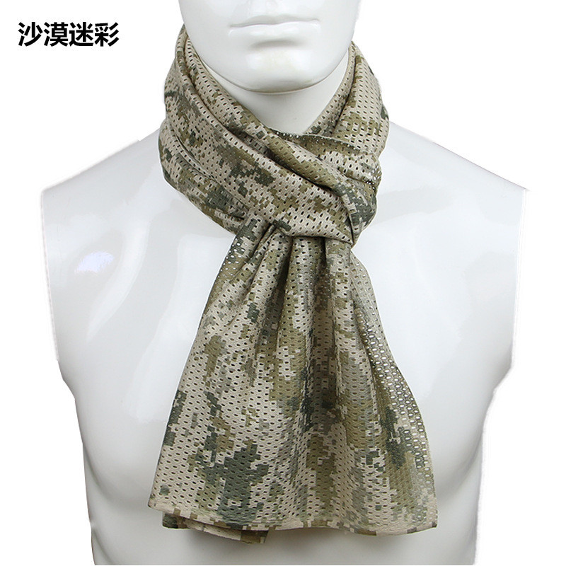 Camuflagem tático malha cachecol militar ventilador lenço ao ar livre respirável alemão ponto cachecol Anti-Mosquito cha