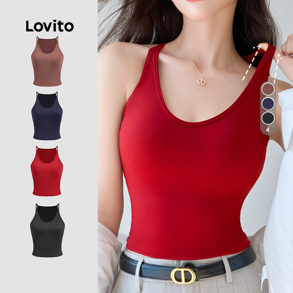 Lovito Casual Blusa Feminina Para Festas E Momentos De Lazer Na Primavera/verão Na Cor Vermelha L157LD351