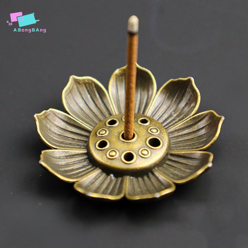 Abongbanghn 1PC Liga Queimador De Incenso Sti Titular Placa Budismo Lótus Incensário Bronze Nasturtium Agradável