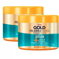 Kit 2 Máscara de Tratamento Niely Gold Pós Química Poderoso Óleo de Argan 430g