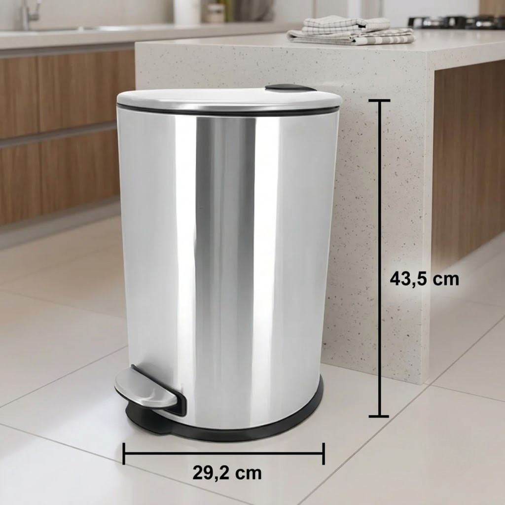 LIXEIRA EM AÇO INOX PEDAL 20 LITROS MIMO STYLE — imagem 2 de 2