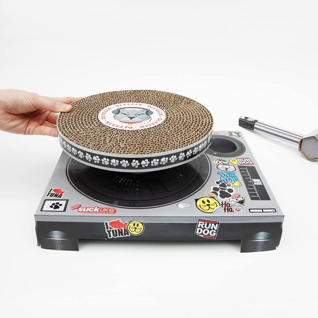 Suck UK Cat Scratcher DJ Decks - Arranhadores de Papelão para Gatos - Tábua de Arranhar Divertida para Gatos - Tapete de